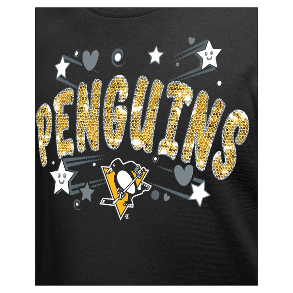 Pittsburgh Penguins New Era Girl's Youth Flip Sequin T-Shirt - Black | New Era sale