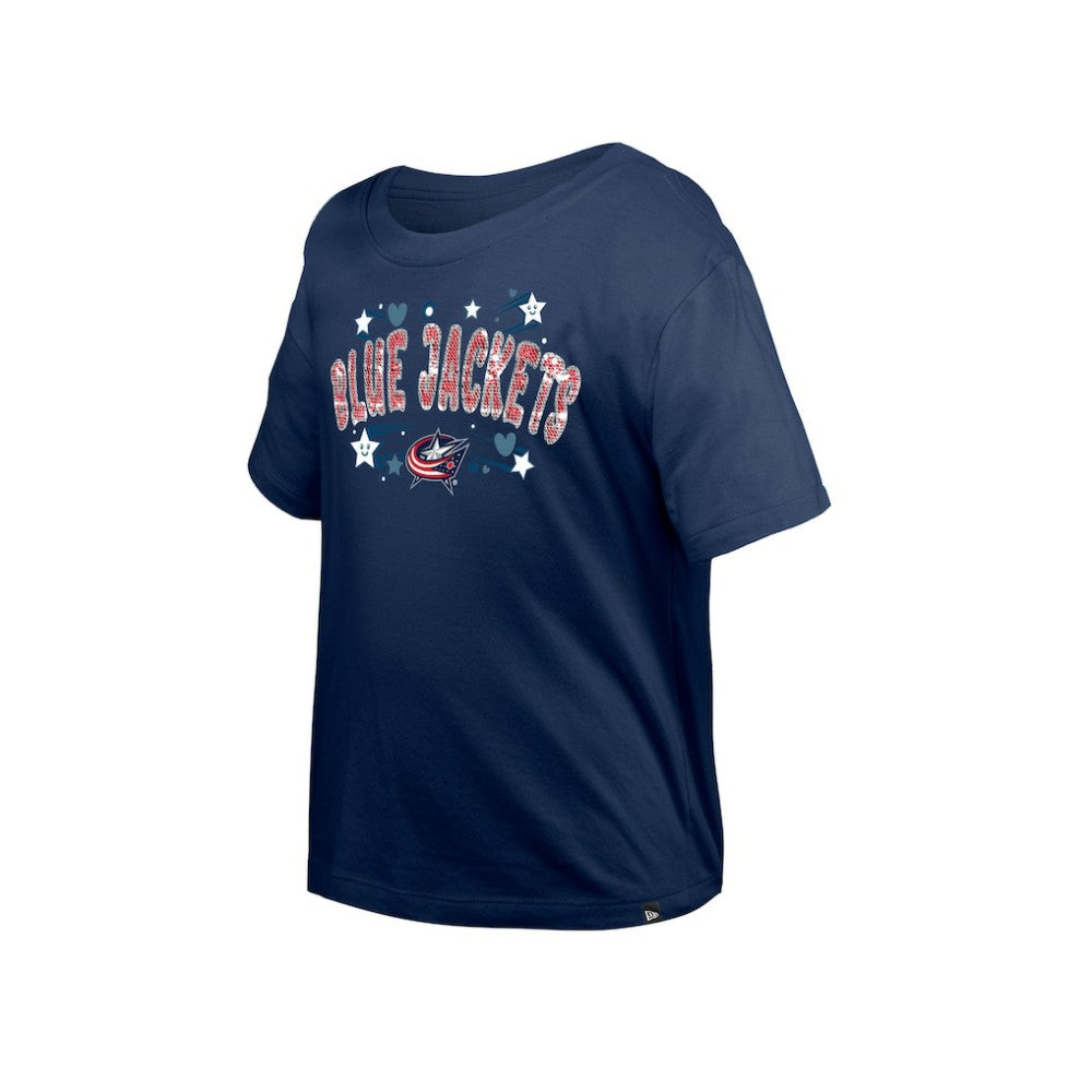 Columbus Blue Jackets New Era Girl's Youth Flip Sequin T-Shirt - Navy | New Era online