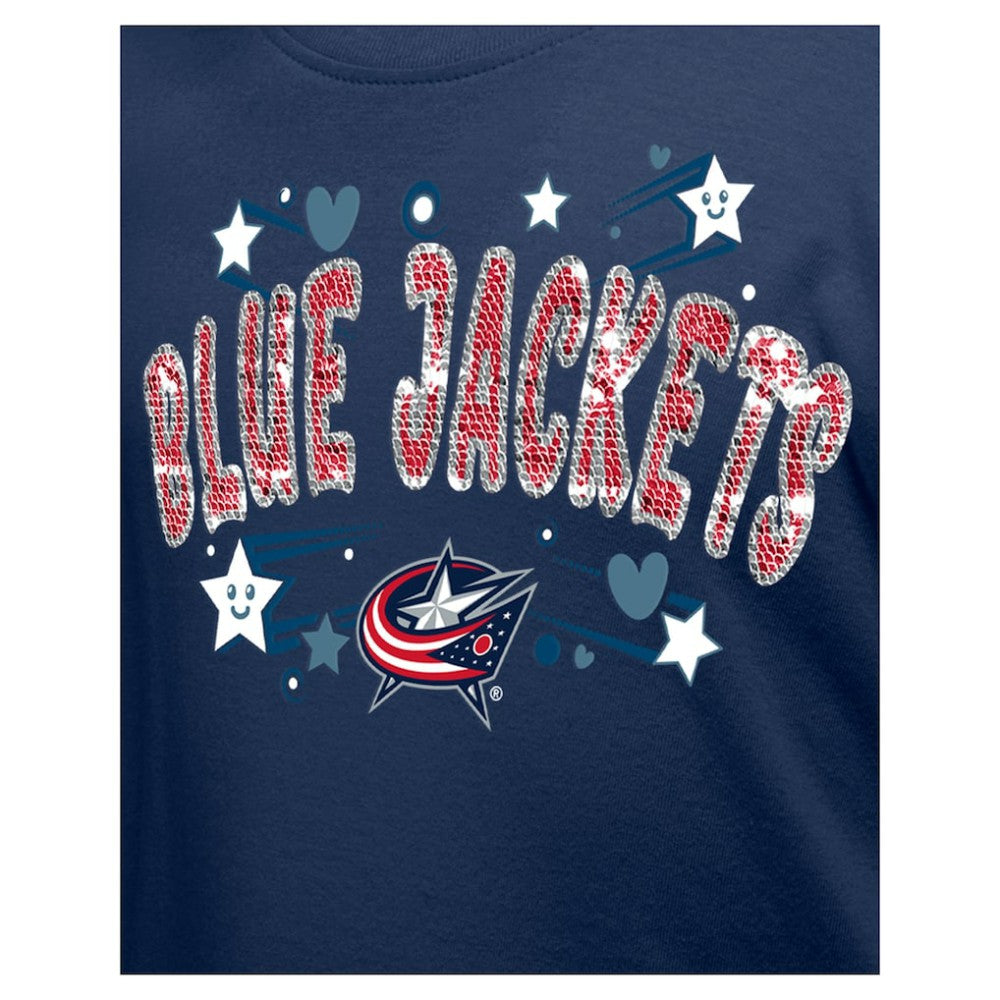 Columbus Blue Jackets New Era Girl's Youth Flip Sequin T-Shirt - Navy | New Era online