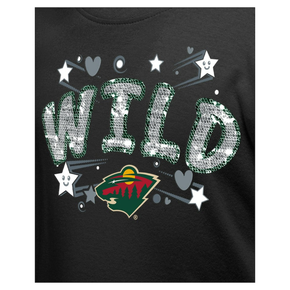 Minnesota Wild New Era Girl's Youth Flip Sequin T-Shirt - Black | New Era near me
