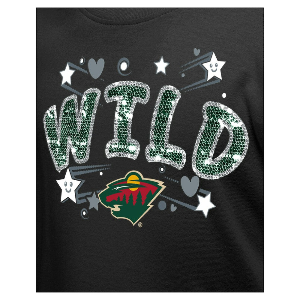 Minnesota Wild New Era Girl's Youth Flip Sequin T-Shirt - Black | New Era near me