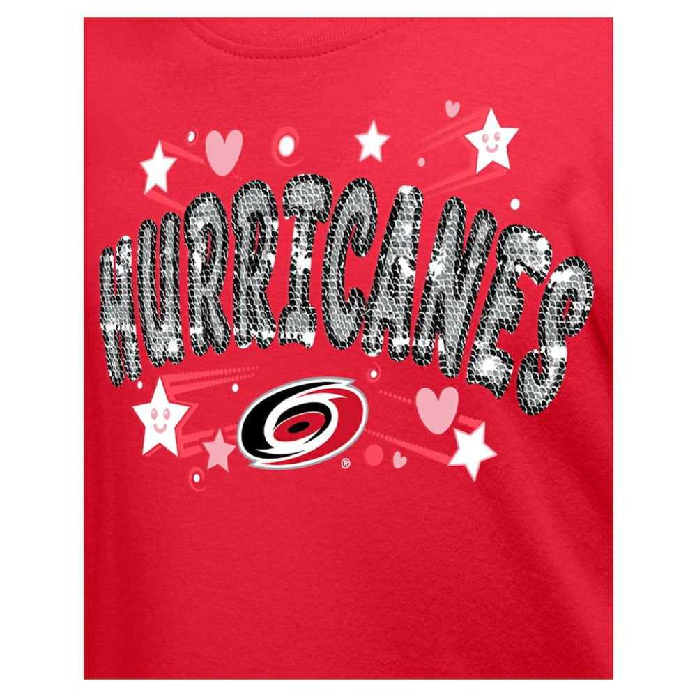 Carolina Hurricanes New Era Girl's Youth Flip Sequin T-Shirt - Red | New Era near me