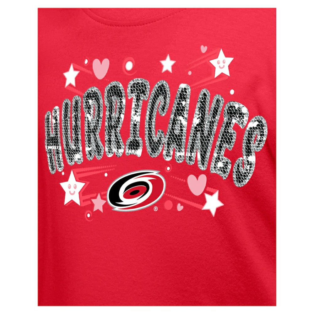 Carolina Hurricanes New Era Girl's Youth Flip Sequin T-Shirt - Red | New Era near me