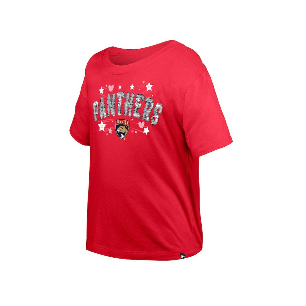 Florida Panthers New Era Girl's Youth Flip Sequin T-Shirt - Red | New Era near me