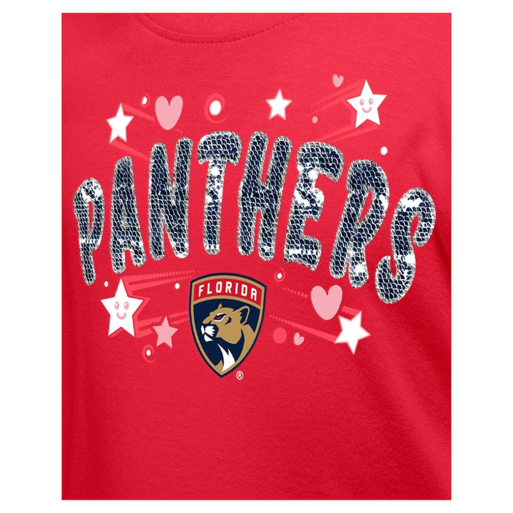 Florida Panthers New Era Girl's Youth Flip Sequin T-Shirt - Red | New Era near me