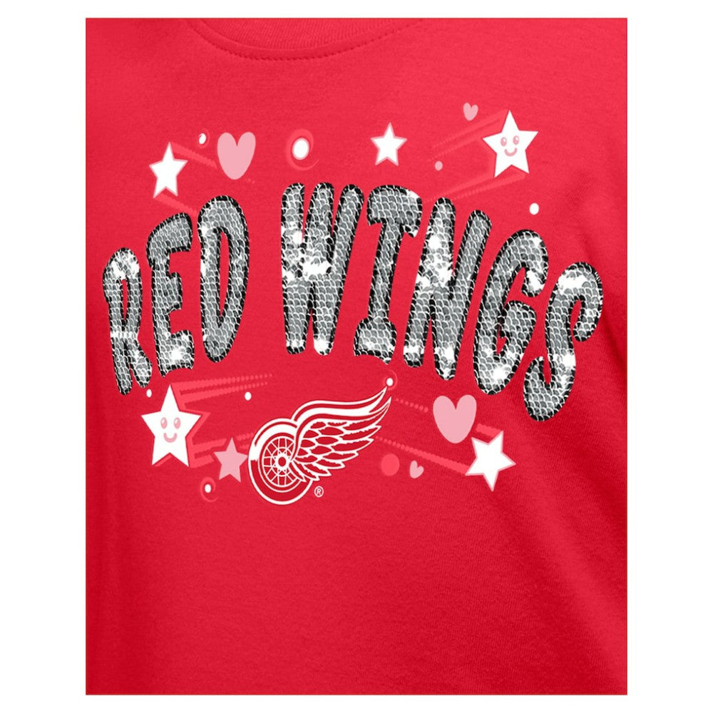 Detroit Red Wings New Era Girl's Youth Flip Sequin T-Shirt - Red | New Era near me