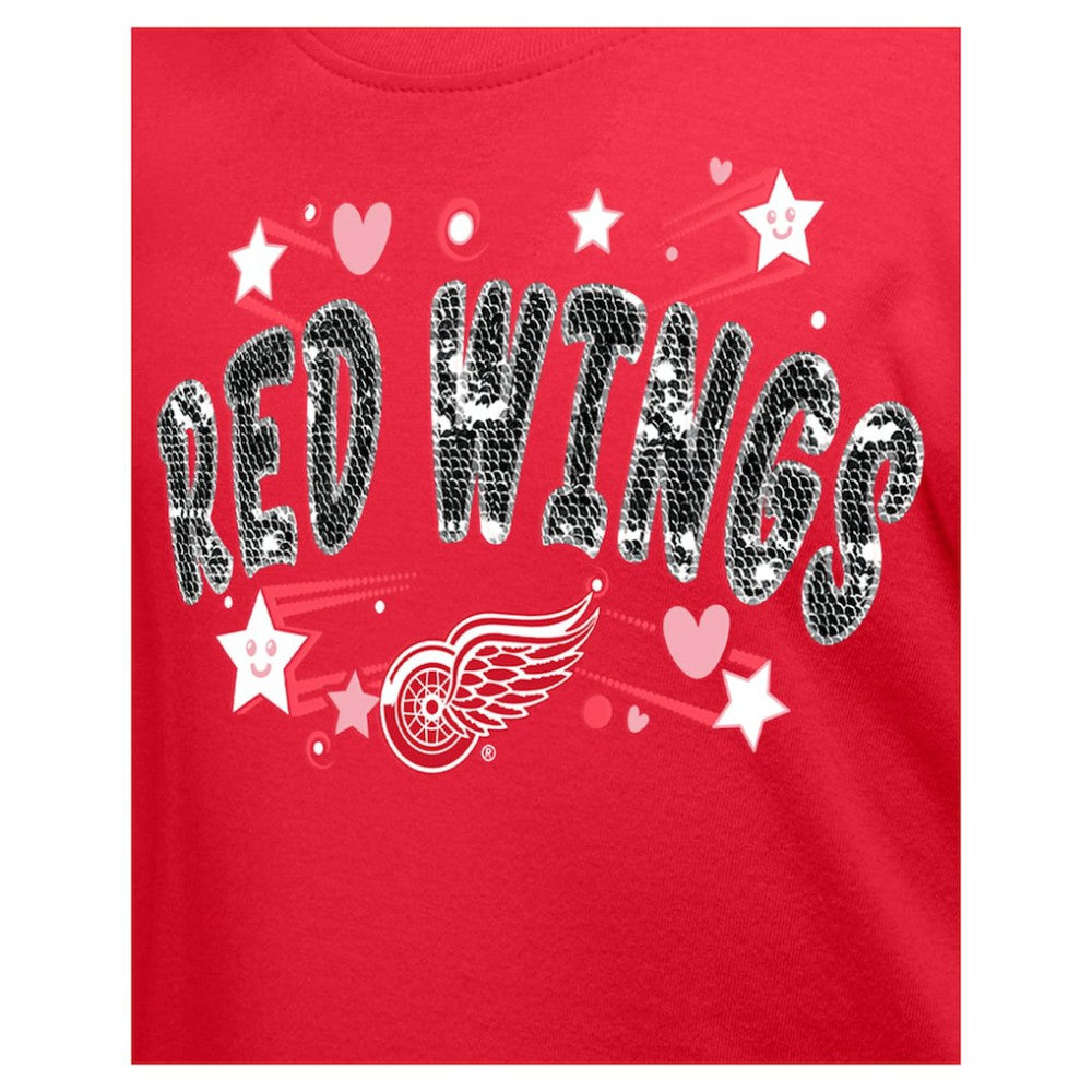 Detroit Red Wings New Era Girl's Youth Flip Sequin T-Shirt - Red | New Era near me