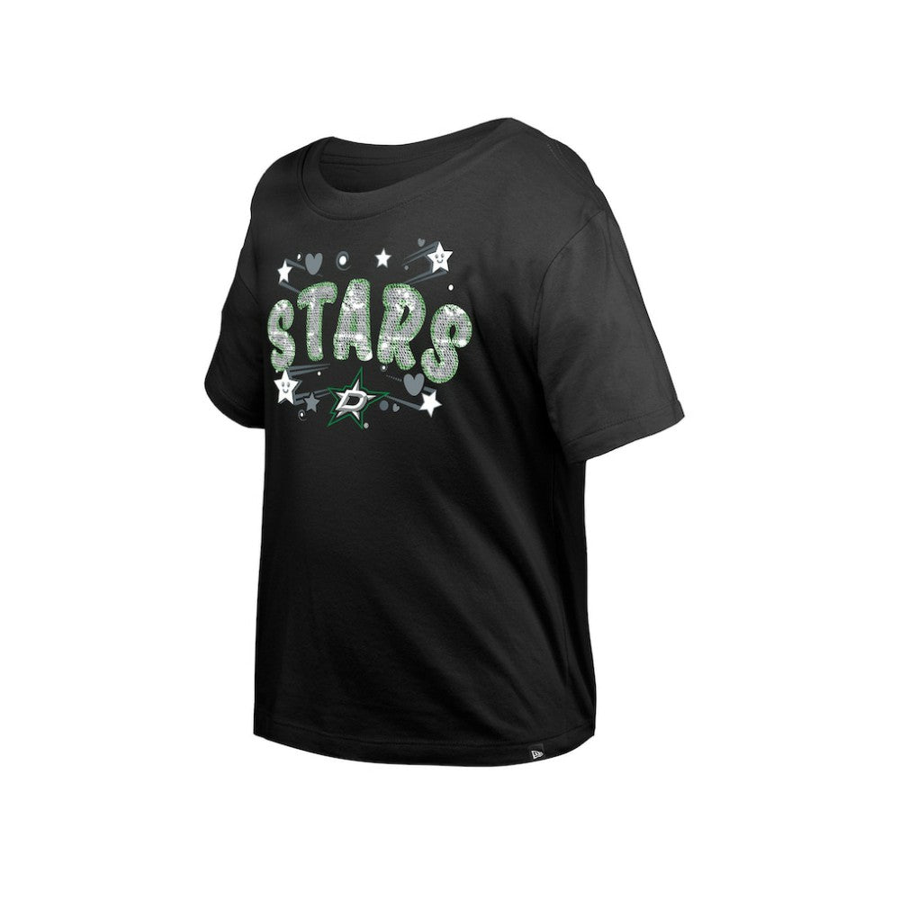 Dallas Stars New Era Girl's Youth Flip Sequin T-Shirt - Black | New Era sale