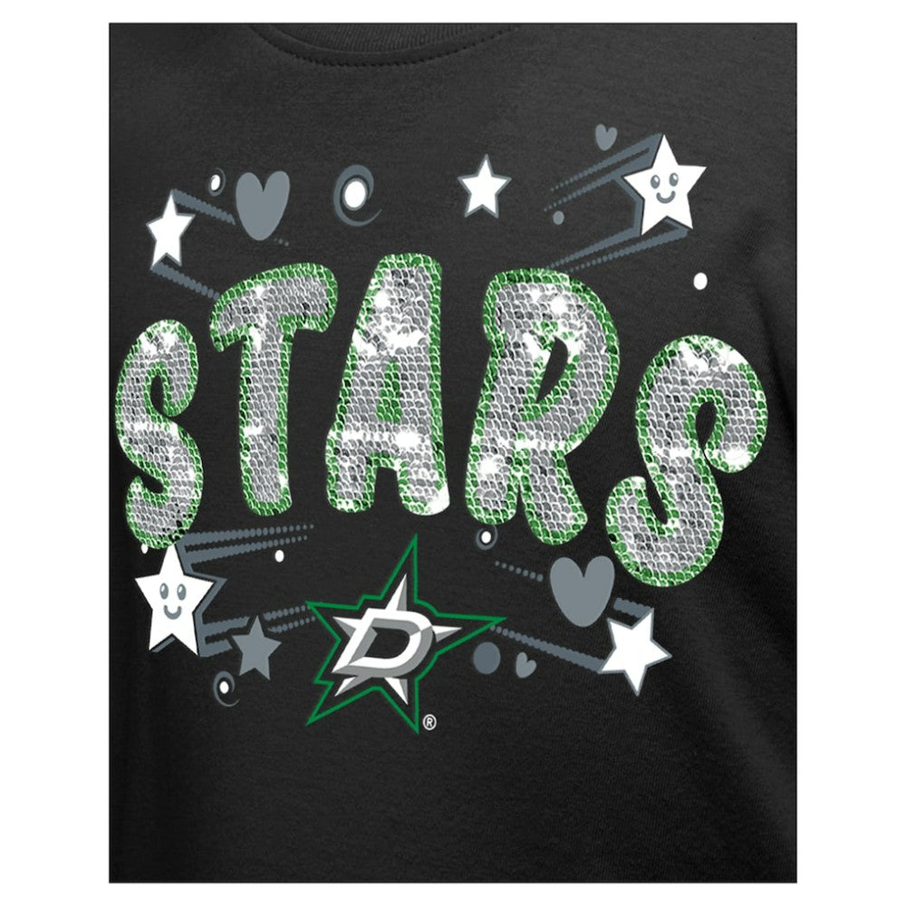 Dallas Stars New Era Girl's Youth Flip Sequin T-Shirt - Black | New Era sale