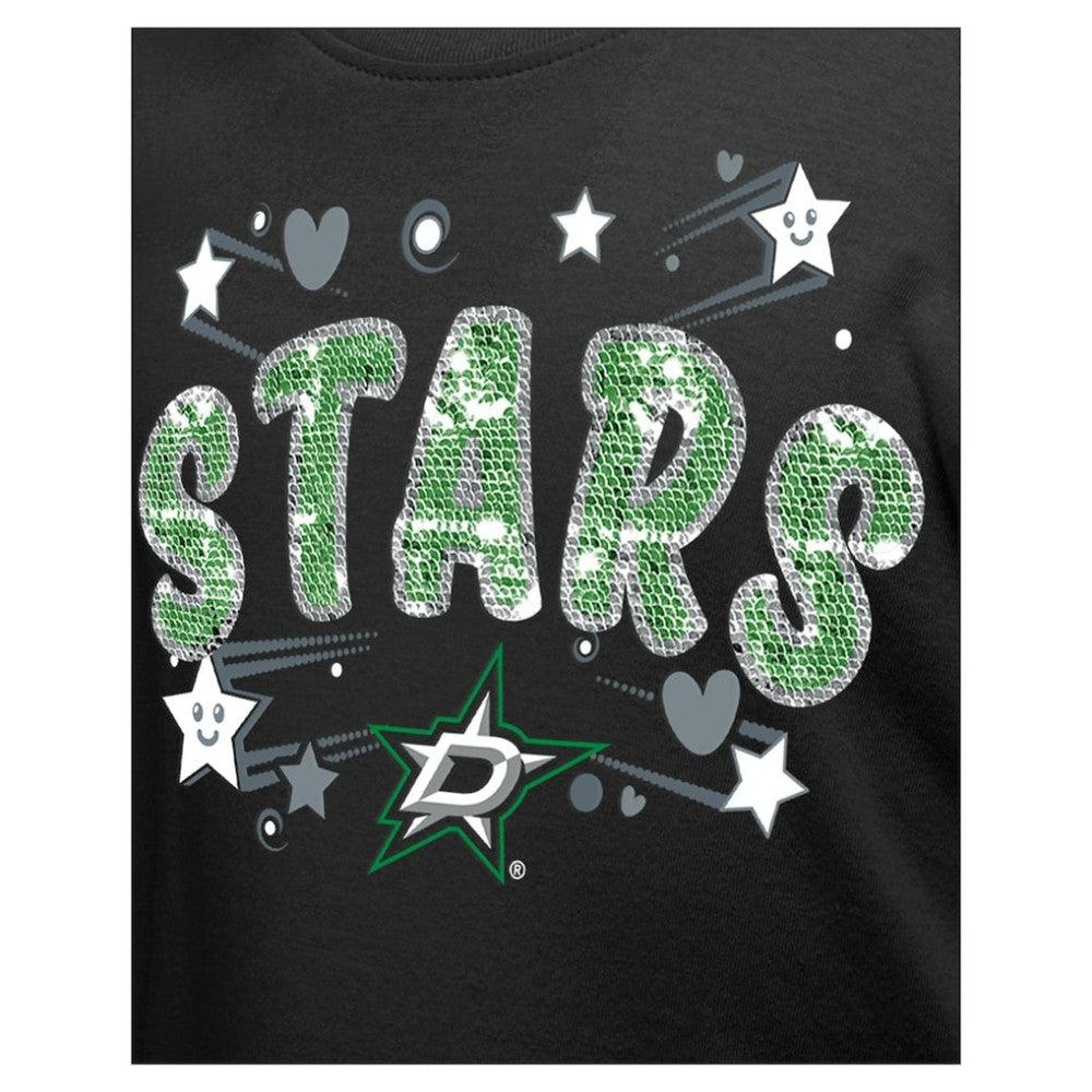 Dallas Stars New Era Girl's Youth Flip Sequin T-Shirt - Black | New Era sale