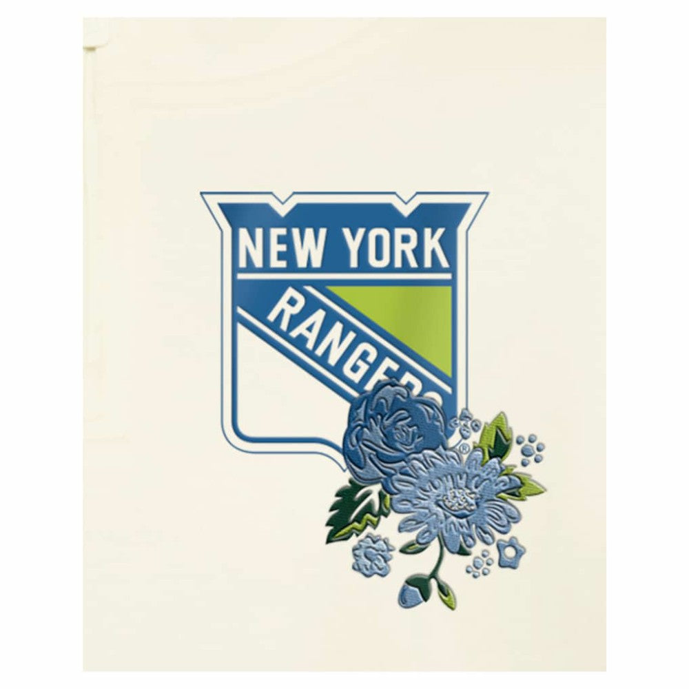 New York Rangers New Era Women's Glam Game Quarter-Zip Cropped Floral Hoodie Pullover - Cream | New Era near me