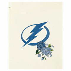 Tampa Bay Lightning New Era Women's Glam Game Quarter-Zip Cropped Floral Hoodie Pullover - Cream | New Era Lifestyle