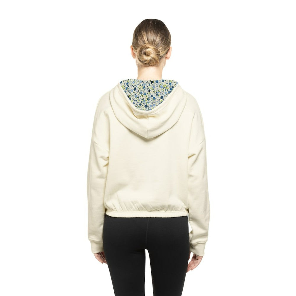 Minnesota Wild New Era Women's Glam Game Quarter-Zip Cropped Floral Hoodie Pullover - Cream | New Era sale