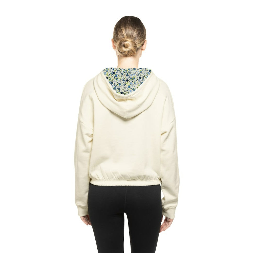 Florida Panthers New Era Women's Glam Game Quarter-Zip Cropped Floral Hoodie Pullover - Cream | New Era Clearance