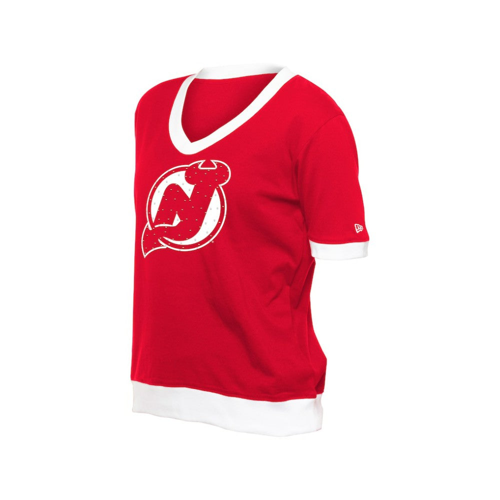 New Jersey Devils New Era Women's Game Day Rhinestuds T-Shirt - Red | New Era sale