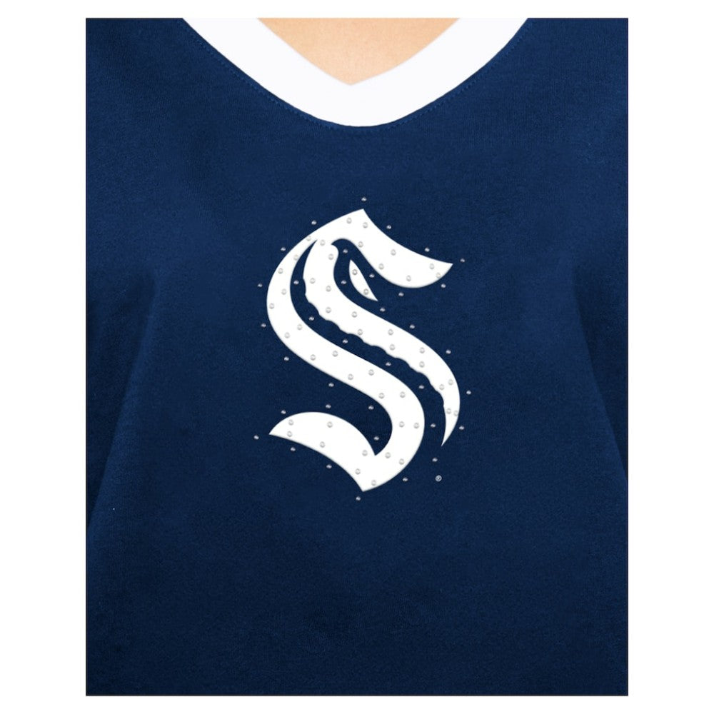 Seattle Kraken New Era Women's Game Day Rhinestuds T-Shirt - Deep Sea Blue | New Era Lifestyle