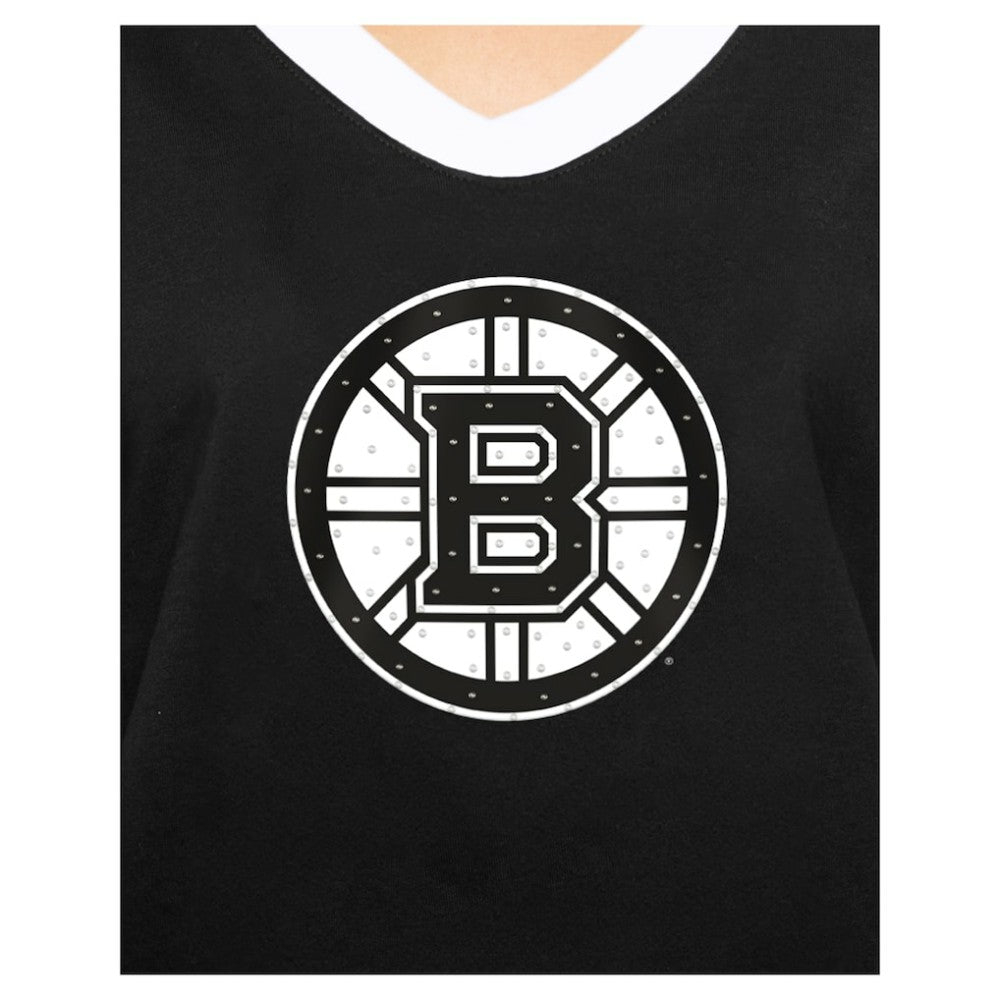 Boston Bruins New Era Women's Game Day Rhinestuds T-Shirt - Black | New Era Clearance