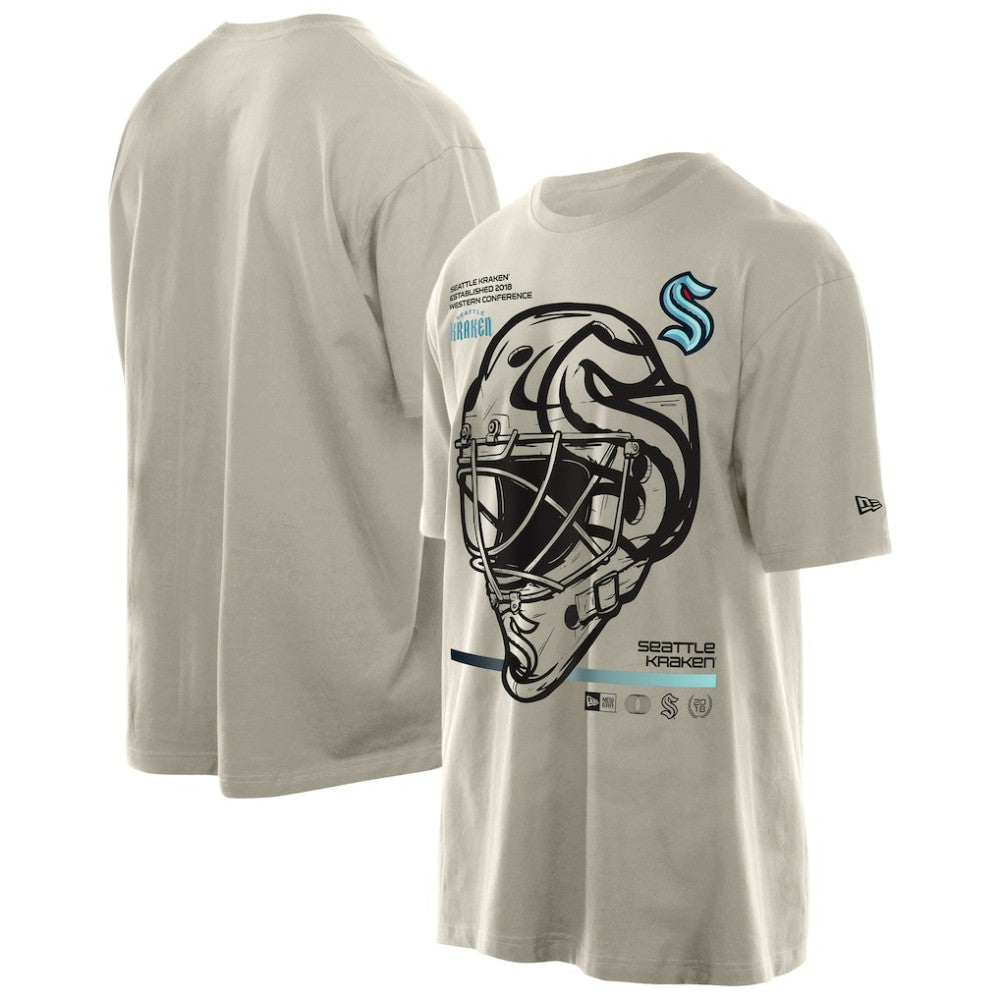 Seattle Kraken New Era Goalie Mask T-Shirt - Tan | New Era Clearance