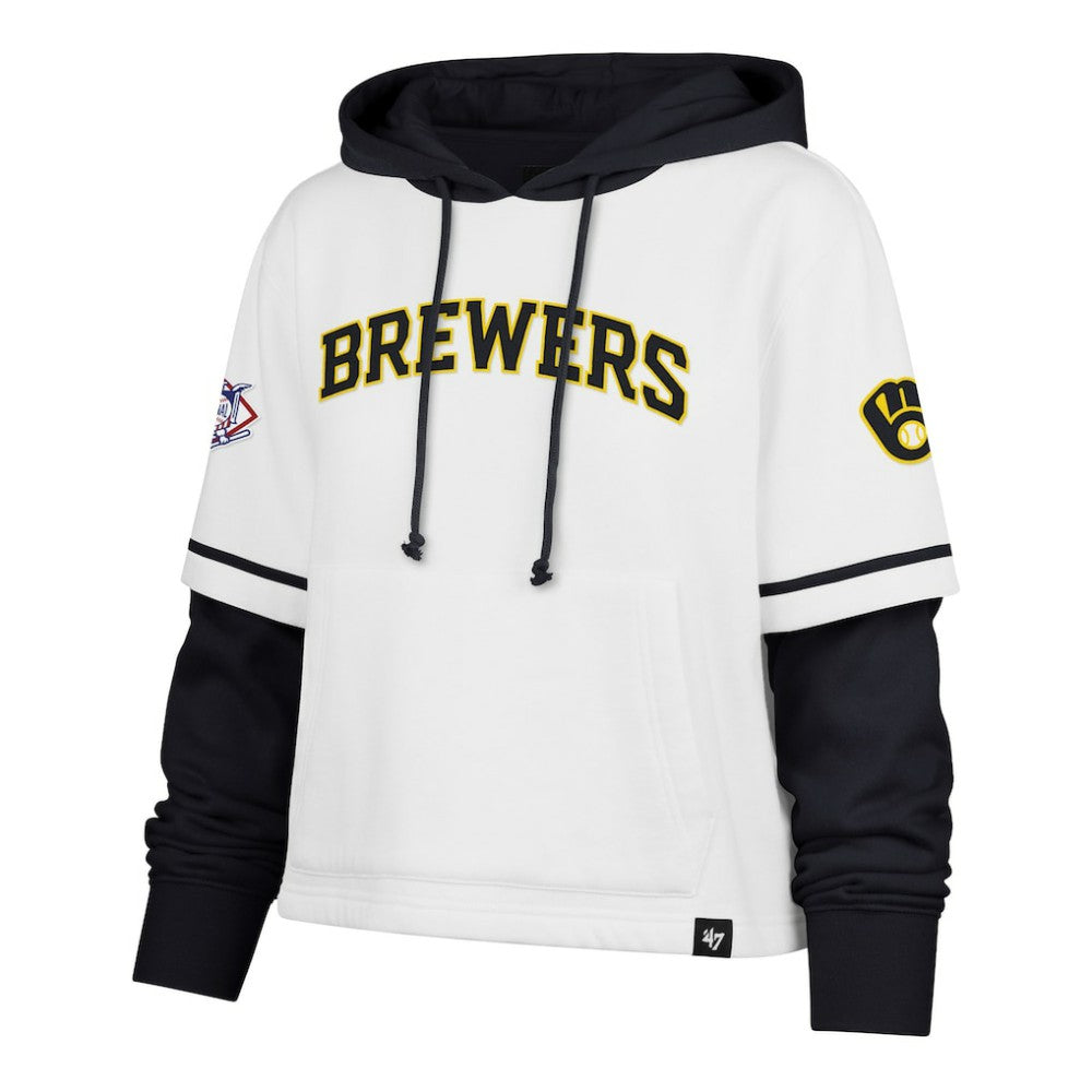 Milwaukee Brewers '47 Women's Trifecta Shortstop Cropped Pullover Hoodie Outlet