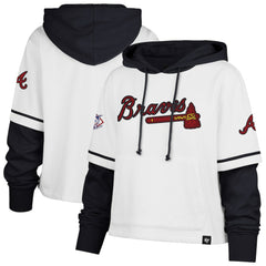 Atlanta Braves '47 Women's Trifecta Shortstop Cropped Pullover Hoodie Outlet