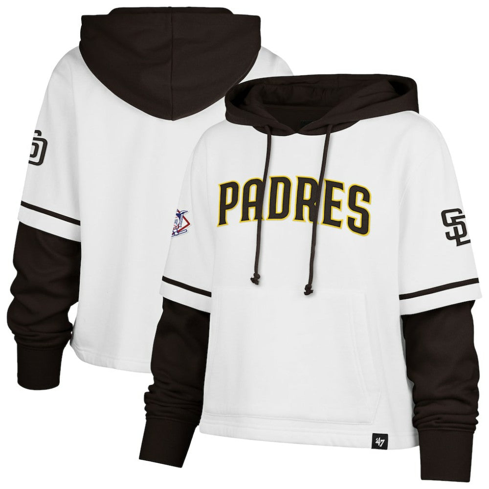 San Diego Padres '47 Women's Trifecta Shortstop Cropped Pullover Hoodie Outlet