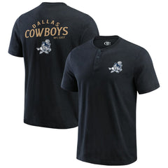Dallas Cowboys Darius Rucker Collection Washed Henley T-Shirt - Black - Fanatics