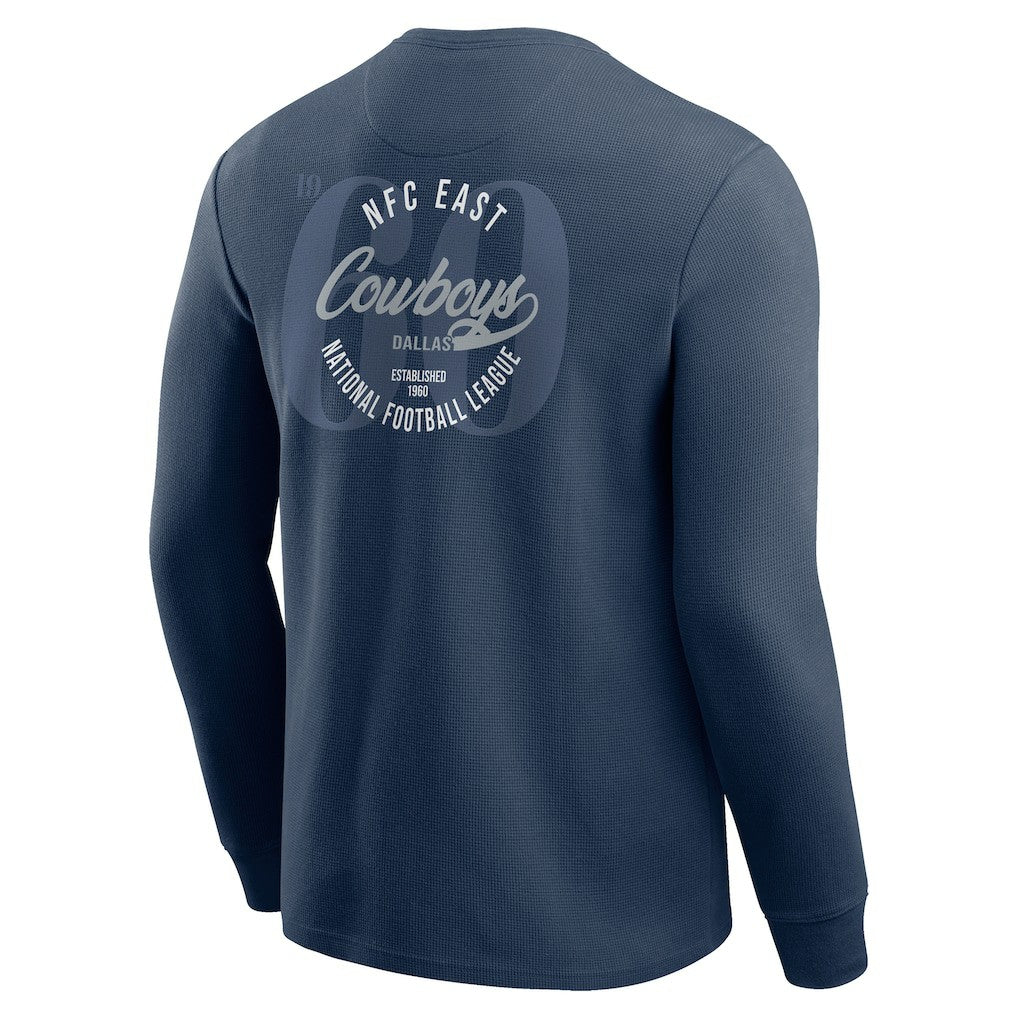 Dallas Cowboys Darius Rucker Collection Washed Waffle-Knit Long Sleeve T-Shirt - Navy - Fanatics