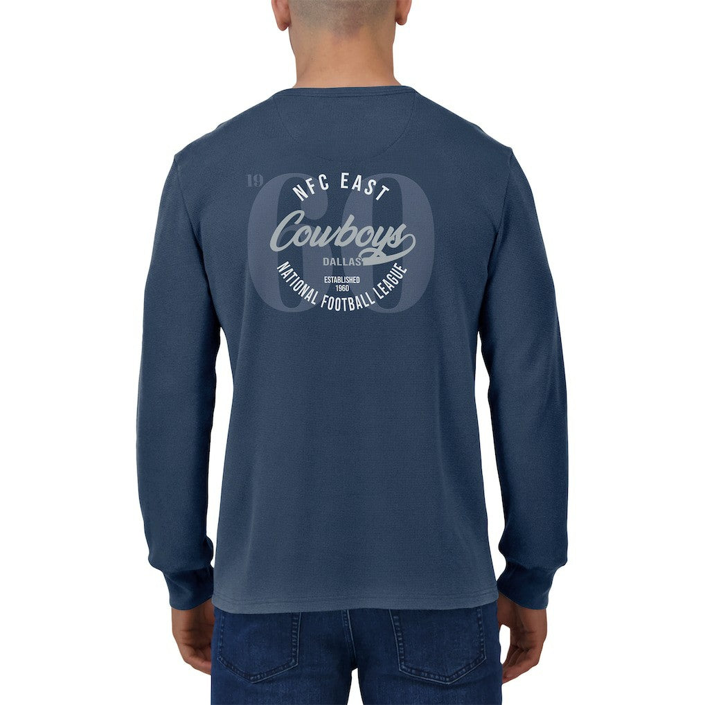 Dallas Cowboys Darius Rucker Collection Washed Waffle-Knit Long Sleeve T-Shirt - Navy - Fanatics
