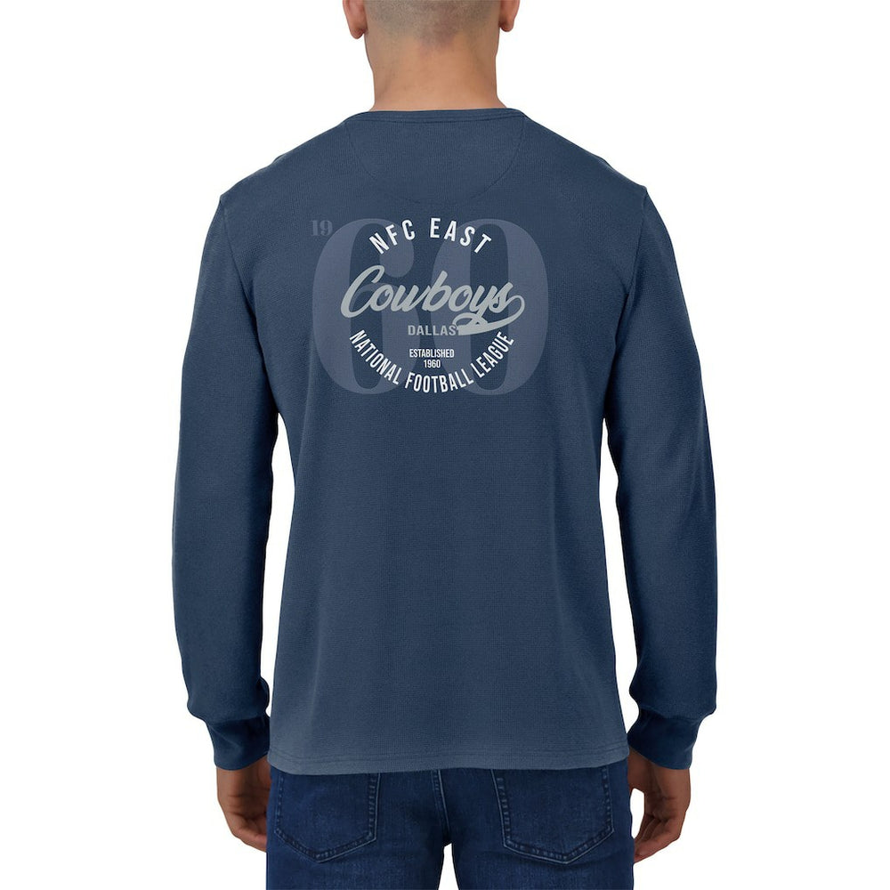 Dallas Cowboys Darius Rucker Collection Washed Waffle-Knit Long Sleeve T-Shirt - Navy - Fanatics