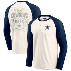Dallas Cowboys Darius Rucker Collection Raglan Henley Long Sleeve T-Shirt - White/Navy - Fanatics