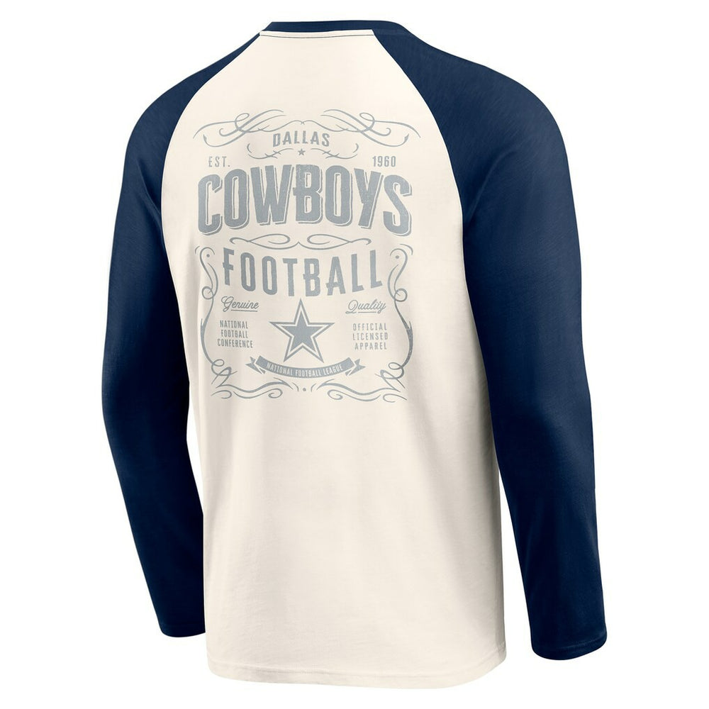 Dallas Cowboys Darius Rucker Collection Raglan Henley Long Sleeve T-Shirt - White/Navy - Fanatics