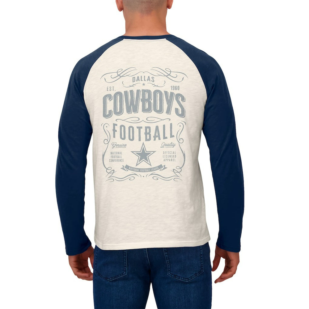 Dallas Cowboys Darius Rucker Collection Raglan Henley Long Sleeve T-Shirt - White/Navy - Fanatics
