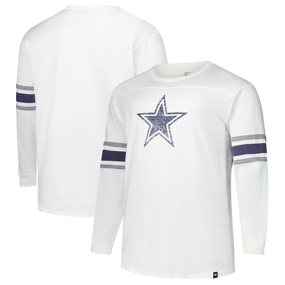 Dallas Cowboys '47 Big & Tall Premier Brex Long Sleeve T-Shirt - White - 47 brand