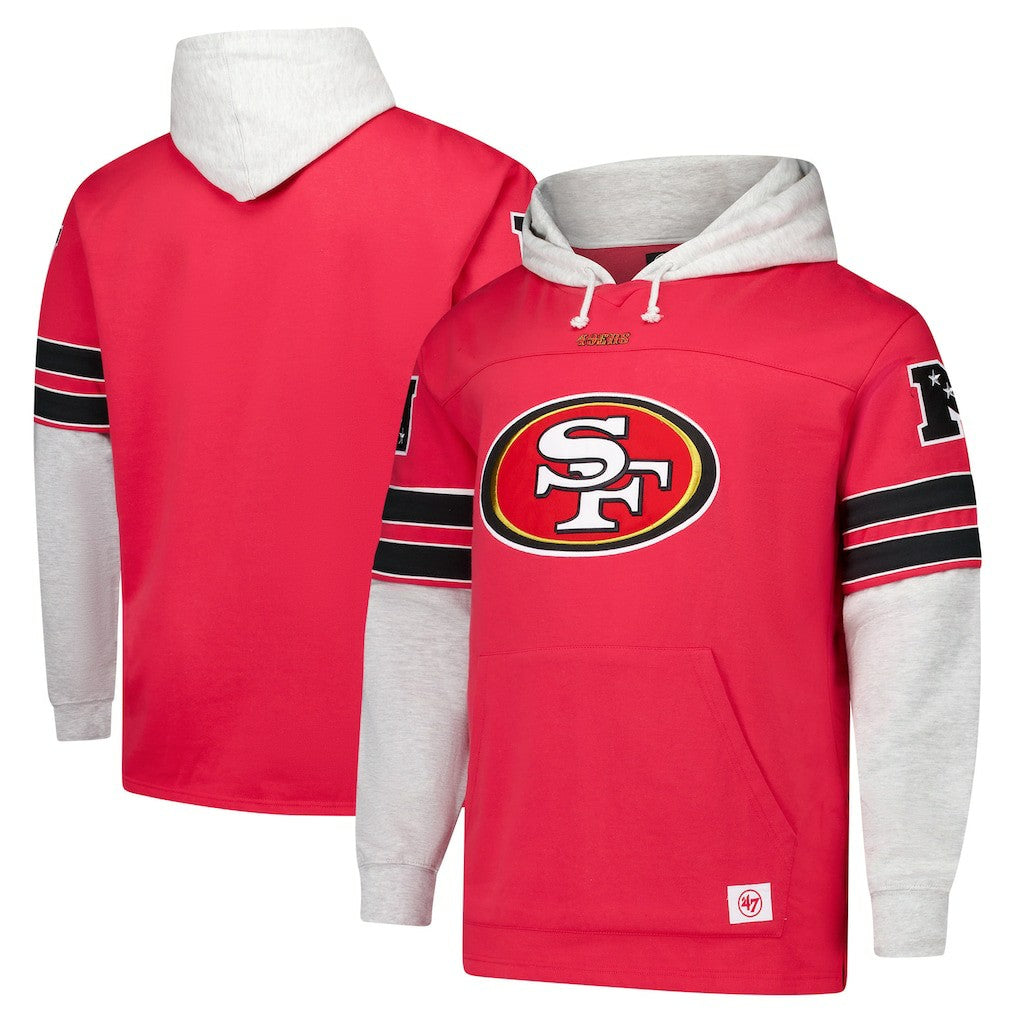 San Francisco 49ers '47 Big & Tall Lacer Pullover Hoodie - Scarlet - 47 brand