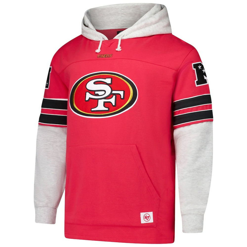 San Francisco 49ers '47 Big & Tall Lacer Pullover Hoodie - Scarlet - 47 brand