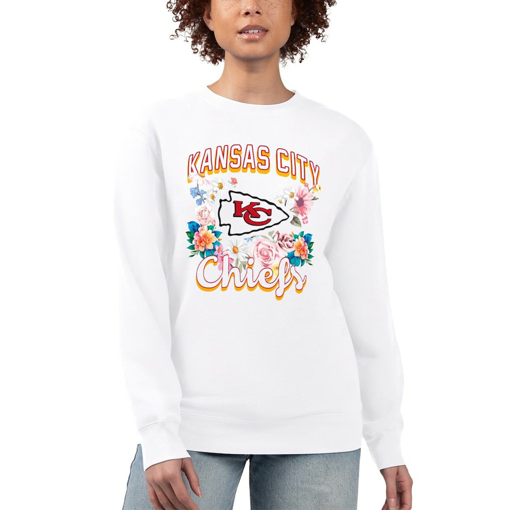 Kansas City Chiefs G-III 4Her by Carl Banks Women's Flower Logo Graphic Fleece Pullover Sweatshirt - White - NFL