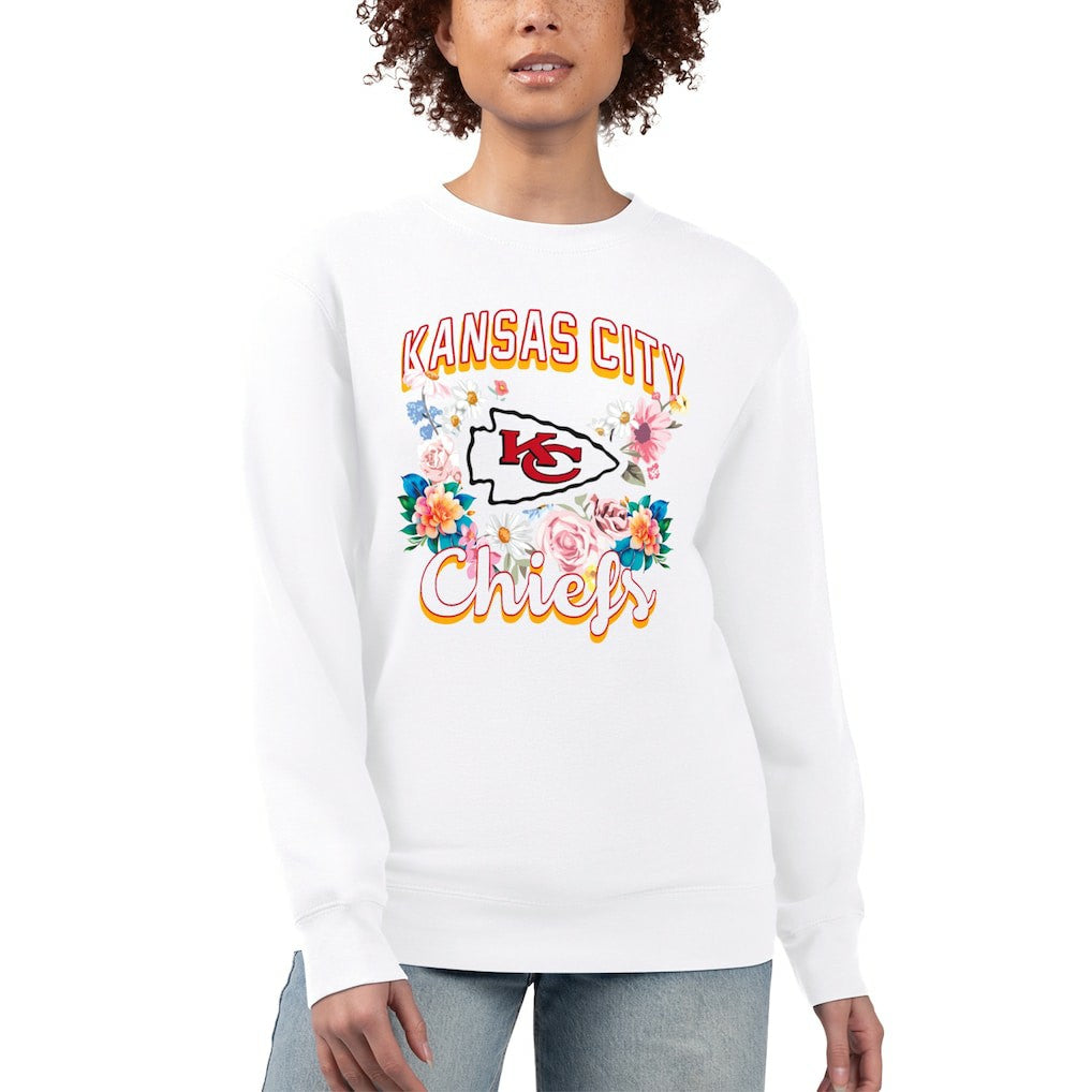 Kansas City Chiefs G-III 4Her by Carl Banks Women's Flower Logo Graphic Fleece Pullover Sweatshirt - White - NFL
