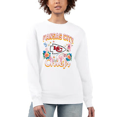 Kansas City Chiefs G-III 4Her by Carl Banks Women's Flower Logo Graphic Fleece Pullover Sweatshirt - White - NFL