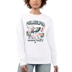 Philadelphia Eagles G-III 4Her by Carl Banks Women's Flower Logo Graphic Fleece Pullover Sweatshirt - White - NFL