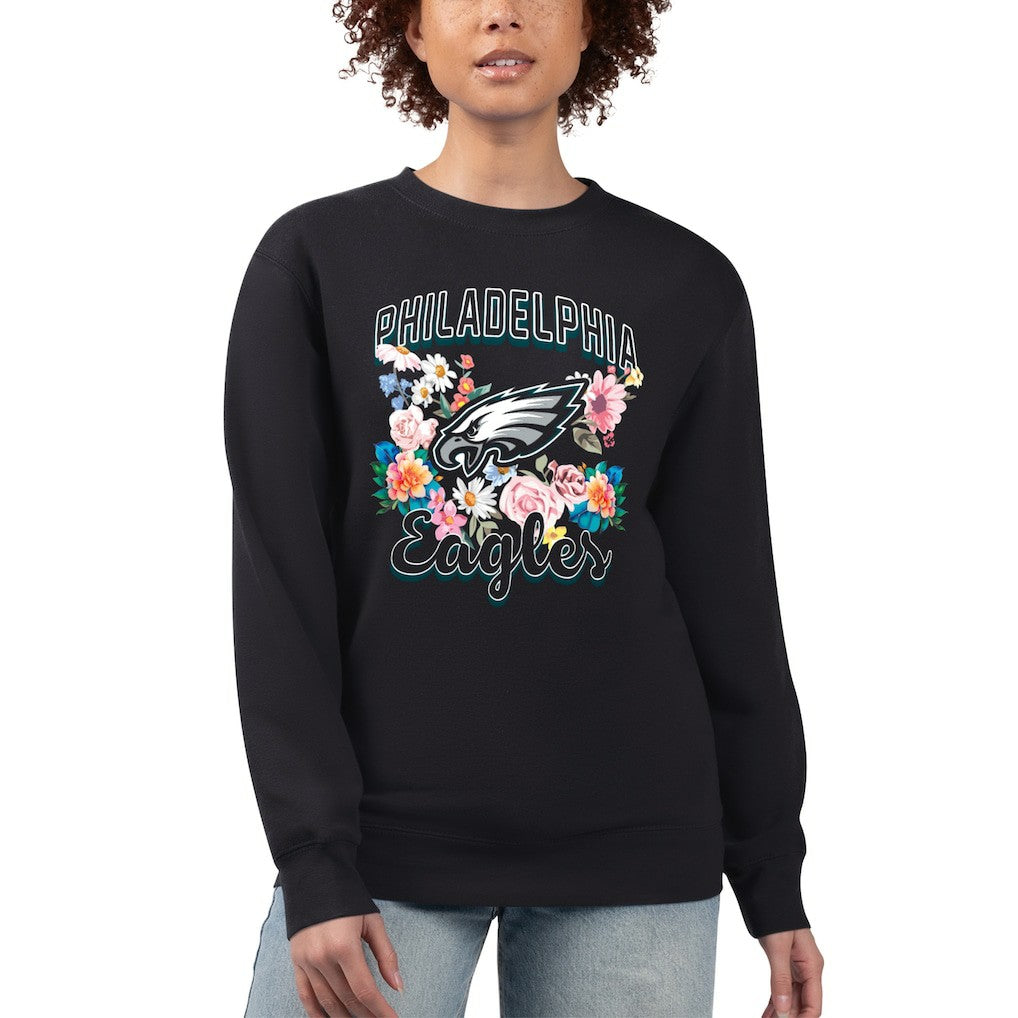 Philadelphia Eagles G-III 4Her by Carl Banks Women's Flower Logo Graphic Fleece Pullover Sweatshirt - Black - NFL
