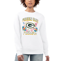 Green Bay Packers G-III 4Her by Carl Banks Women's Flower Logo Graphic Fleece Pullover Sweatshirt - White - NFL