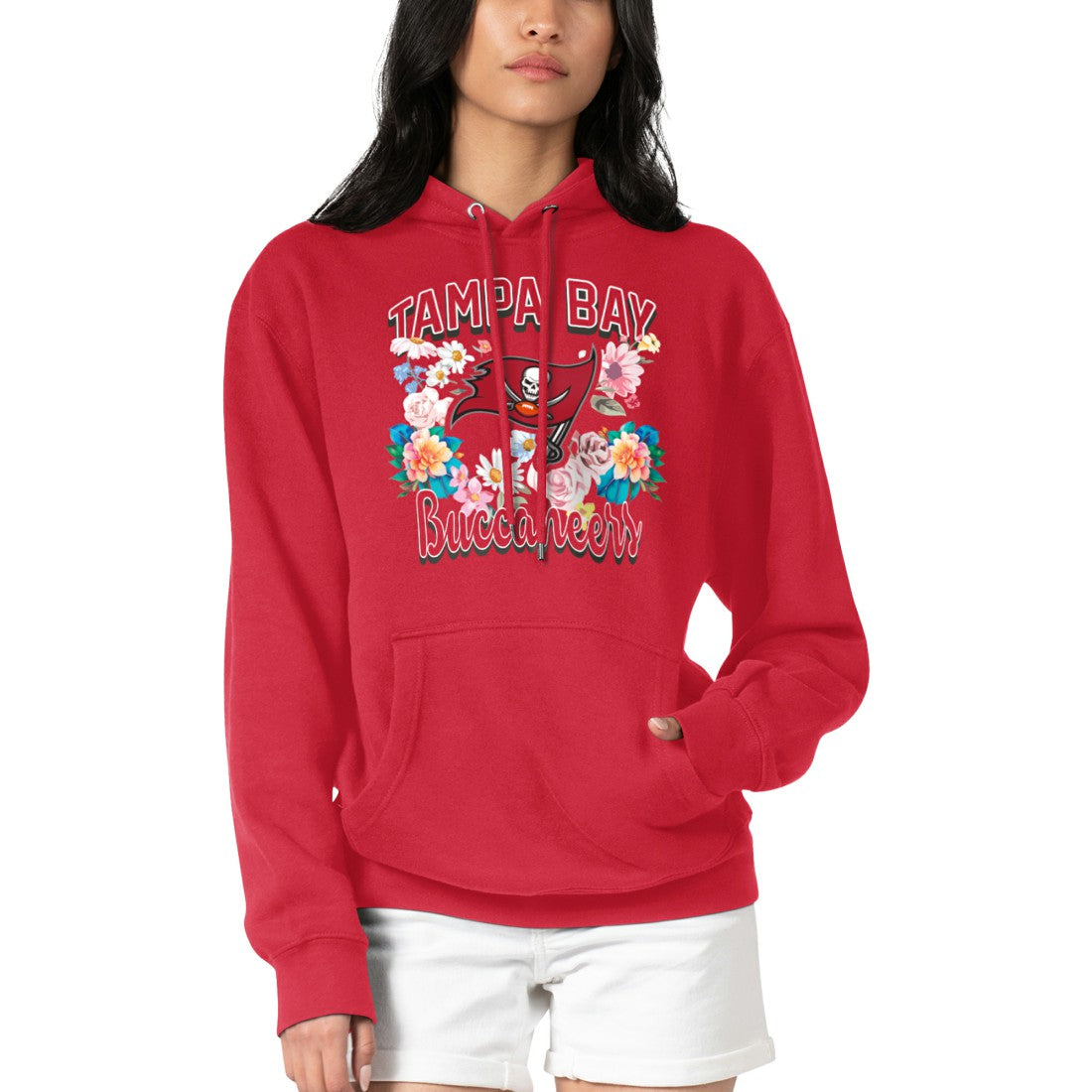 Tampa Bay Buccaneers G-III 4Her by Carl Banks Women's Flowers Team Logo Graphic Fleece Pullover Hoodie - Red - NFL