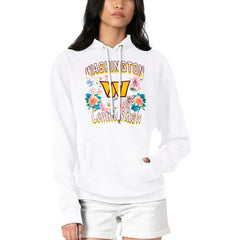 Washington Commanders G-III 4Her by Carl Banks Women's Flowers Team Logo Graphic Fleece Pullover Hoodie - White - NFL