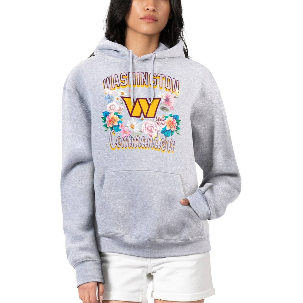 Washington Commanders G-III 4Her by Carl Banks Women's Flowers Team Logo Graphic Fleece Pullover Hoodie - Heather Gray - NFL