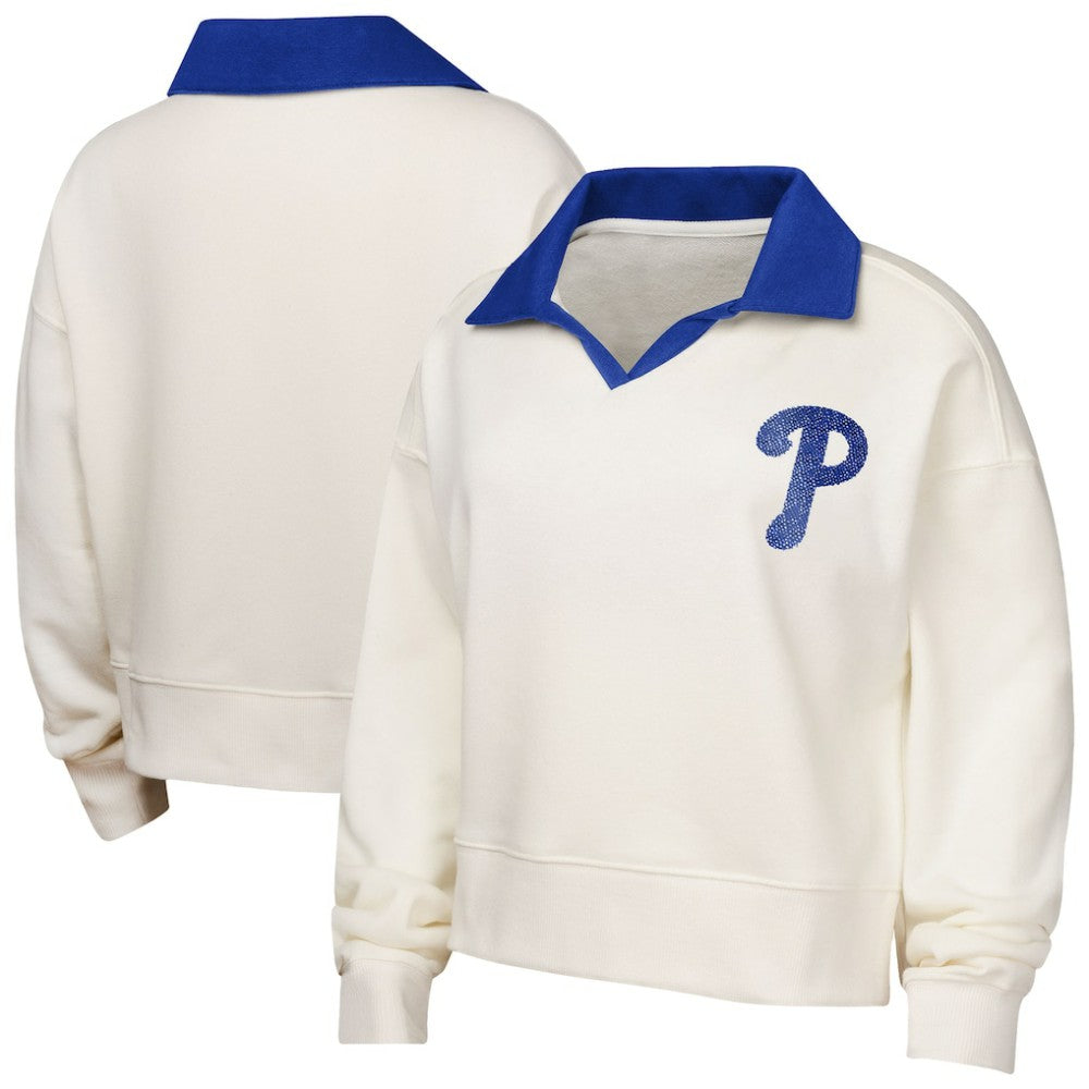 Philadelphia Phillies Girls Youth Ballpark Hit Collared V-Neck Pullover Sweatshirt for sale