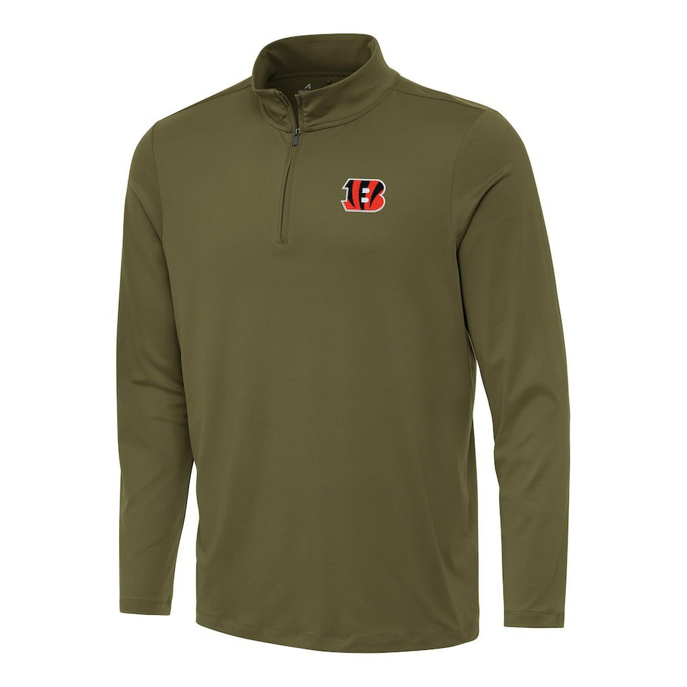 Cincinnati Bengals Antigua Reprocess Quarter-Zip Top - Olive - NFL