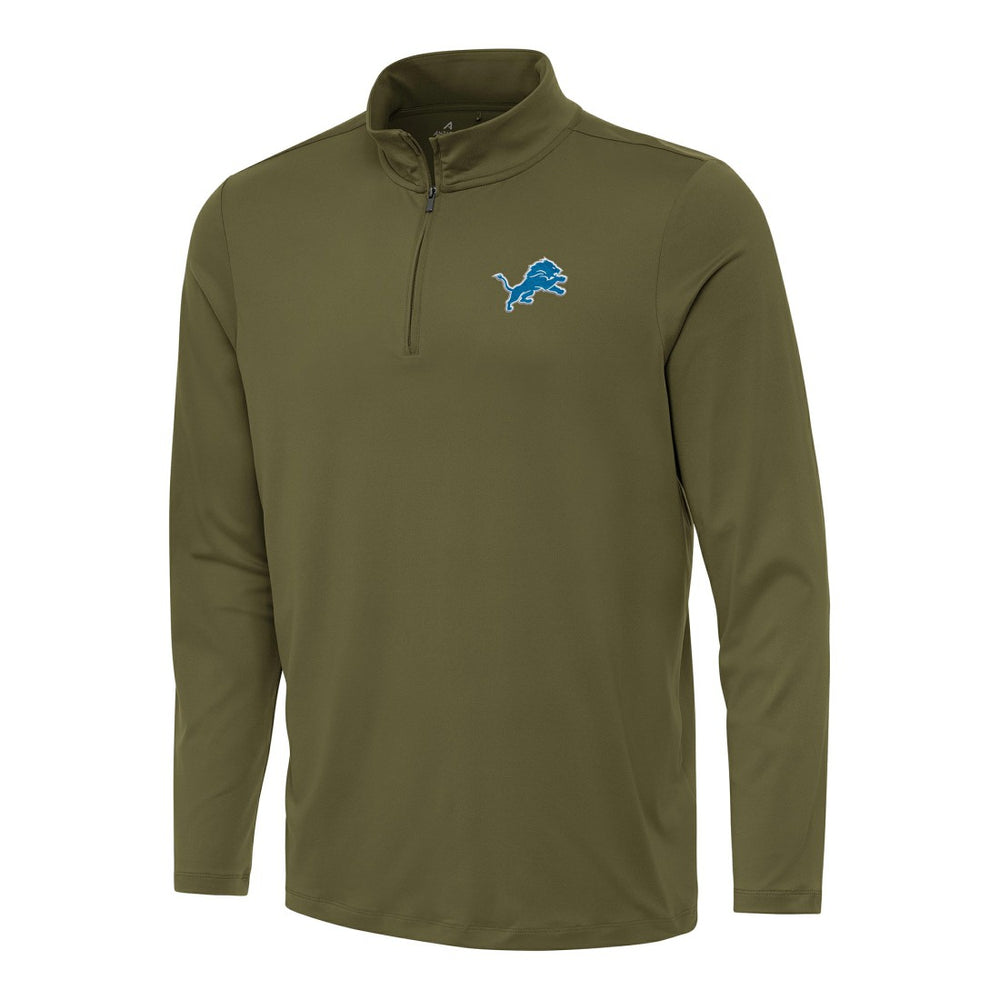Detroit Lions Antigua Reprocess Quarter-Zip Top - Olive - NFL