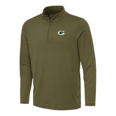 Green Bay Packers Antigua Reprocess Quarter-Zip Top - Olive - NFL