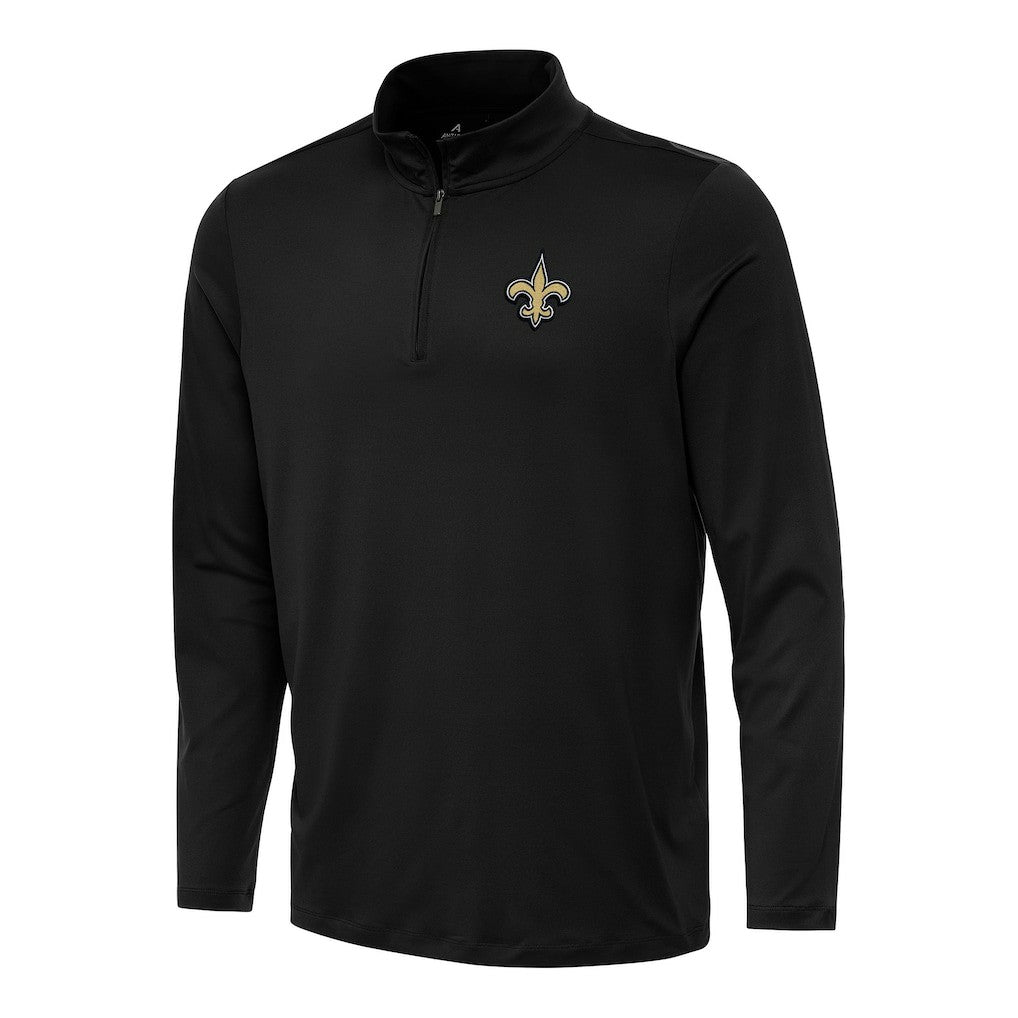 New Orleans Saints Antigua Reprocess Quarter-Zip Top - Black - NFL