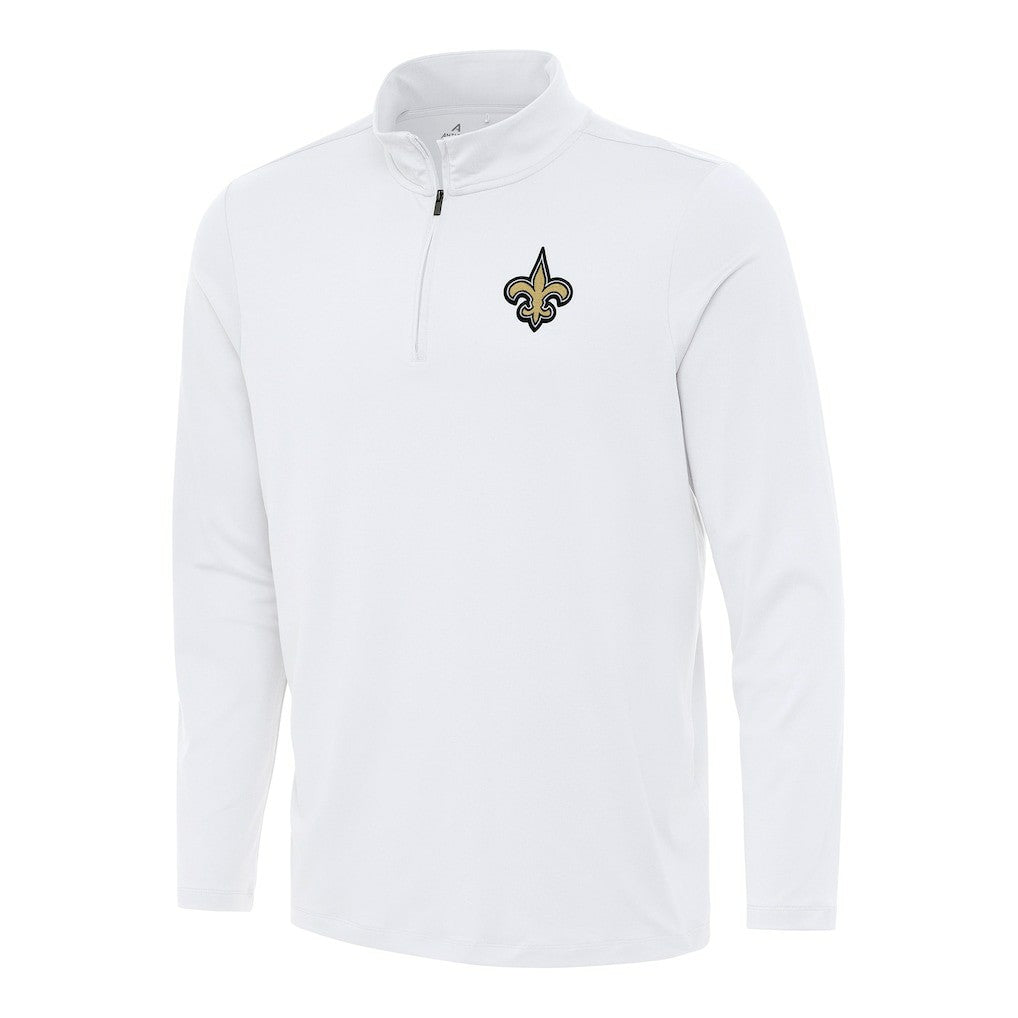 New Orleans Saints Antigua Reprocess Quarter-Zip Top - White - NFL